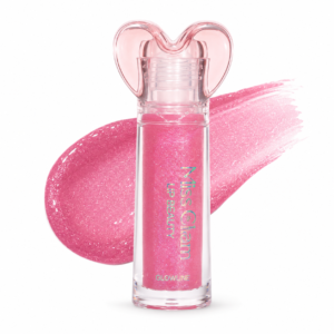 Miss Charm Cute Heart Cap Shimmer Lip Gloss for Girls & Women – Hydrating, High-Shine & Non-Sticky Liquid Lip Tint for Volumizing Plump Lips (Pink Glitter, Pack of 1)