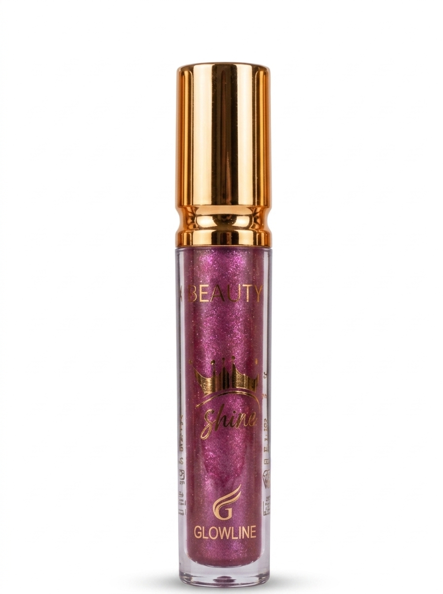 Glowline Beauty Shine Purple Shimmer Lip Gloss - High-Shine Metallic Magenta Lip Topper, Long Lasting Glitter Lip Tint for Girls & Women (Sparkly Violet)