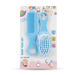GLOWLINE Baby Hair Brush and Comb Set for Newborns & Toddlers – BPA Free Gentle Soft Bristles Infant Scalp Grooming Tool Set