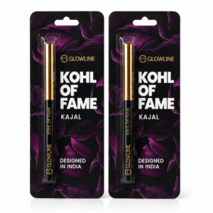 Kohl Of Fame Kajal Pencil (Pack of 2), Intense Jet Black Eye Liner, 24 Hours Long Lasting Waterproof & Smudgeproof Formula, Smooth Glide Eye Makeup for Daily Wear