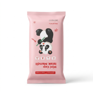 GLOWLINE QIANHUI Mini Pocket Wet Wipes Combo Pack (8 Packs of 8 Pcs, 64 Count) – Cute Panda Travel Wet Tissues – Gentle Islak Mendil for Baby, Kids & Face Hands Cleansing Beauty Product