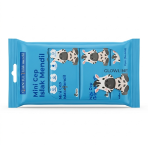 GLOWLINE QIANHUI Mini Pocket Wet Wipes Combo Pack (8 Packs of 8 Pcs, 64 Count) – Cute Zebra Travel Wet Tissues – Gentle Islak Mendil for Baby, Kids & Face Hands Cleansing Beauty Product