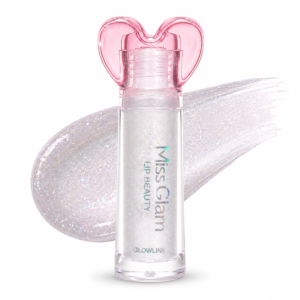 Miss Charm Cute Heart Cap Shimmer Lip Gloss for Girls & Women – Hydrating, High-Shine & Non-Sticky Liquid Lip Tint for Volumizing Plump Lips (Clear Glitter, Pack of 1)