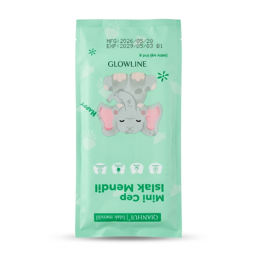 GLOWLINE QIANHUI Mini Pocket Wet Wipes Pack (8 pcs) - Gentle & Refreshing Islak Mendil for Face - Hands & Body - Travel Friendly Mini Cep Wet Tissues for Kids Beauty Product