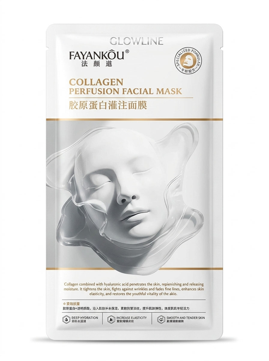 FAYANKOU Collagen Perfusion Facial Mask - Hydrating Face Sheet Mask for Soft, Fresh & Radiant-Looking Skin - Skin Care