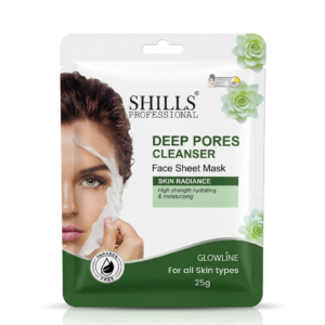 SHILLS Glowline Deep Pores Cleanser Face Sheet Mask – 25g – Paraben Free Skin Radiance Facial Mask – High Strength Hydrating