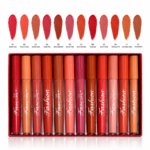 DG FASHION GIRL 12 Colors Velvet Matte Liquid Lipstick Gift Box – Non-Stick Cup High-Pigment Smudge-Proof Lip Tint Makeup Collection Set