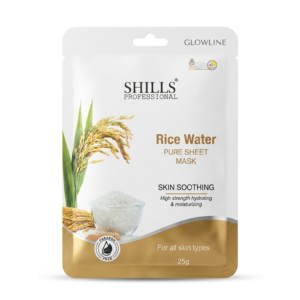 SHILLS Glowline Rice Water Pure Sheet Mask – 25g – Paraben Free Skin Soothing Facial Mask – High Strength Hydrating