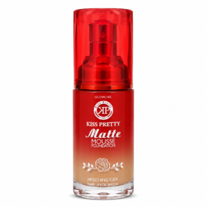 Kiss Pretty Glowline Matte Mousse Foundation for Women – Lightweight Liquid-to-Powder Face Makeup Base – Oil-Control, Full Coverage & Long-Lasting Finish for All Skin Types