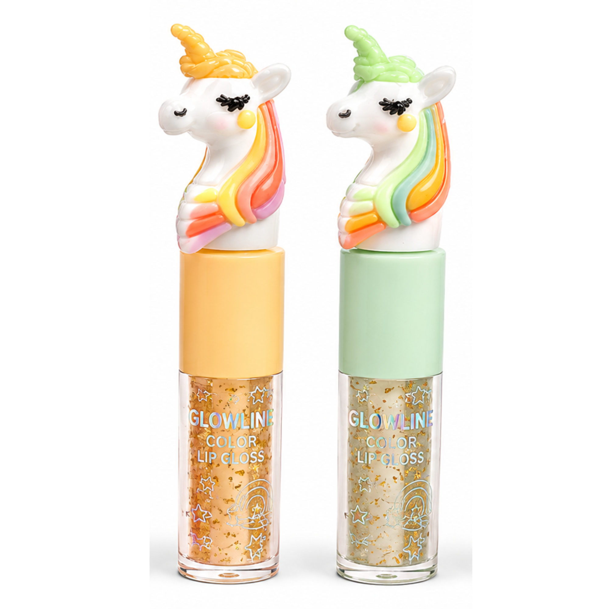 GLOWLINE Gold Flake Sparkle Lip Gloss Cute Unicorn Combo Pack (Set of 2)