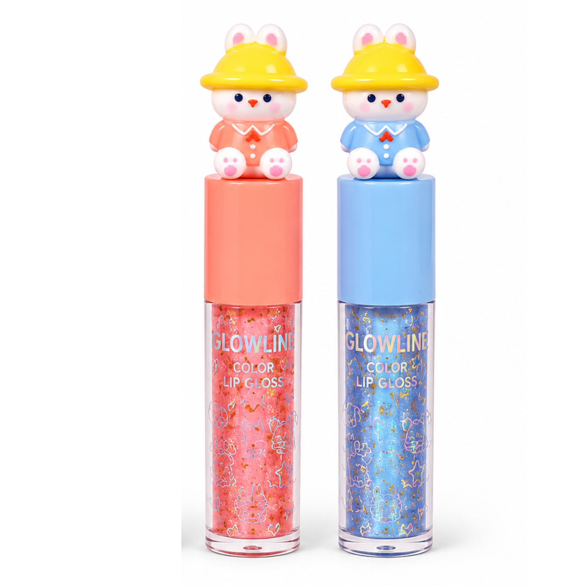 GLOWLINE Color Shimmer Lip Gloss Cute Bunny Combo Pack (Set of 2 Shades)