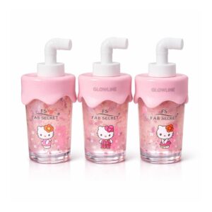 GLOWLINE Fab Secret CRAZY GIRL Beverage Bottle Lip Oil Set, Moisturising High-Shine Gloss, 3 Pack