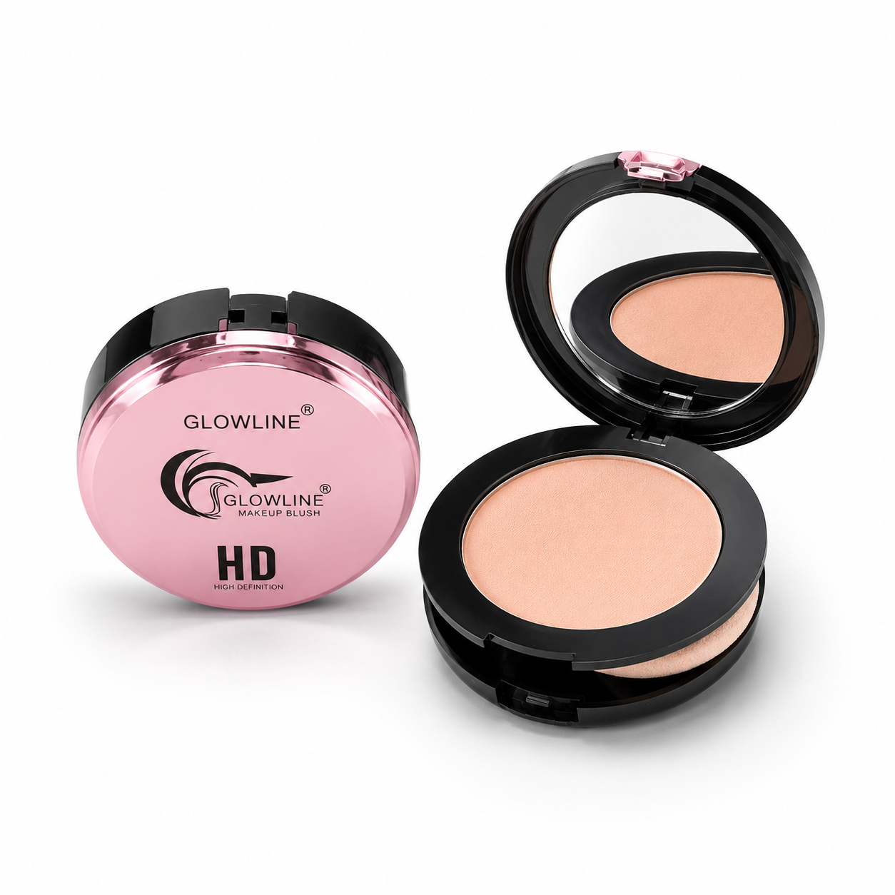 GLOWLINE HD High Definition Makeup Blush Compact with Mirror and Puff