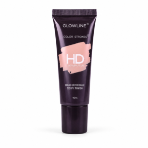 Glowline HD Foundation High Coverage Liquid Base Makeup – Dewy Finish Brightening Face Cream for Women – Long Lasting Lightweight Formula for Dry and Normal Skin – 40ml