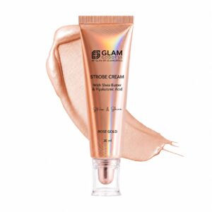 Strobe Cream – Rose Gold, 30 ml | Primer + Highlighter + Moisturizer | Shea Butter & Hyaluronic Acid | Intense Hydration | Flawless Radiant Dewy Skin | Illuminating & Glowing Makeup Base