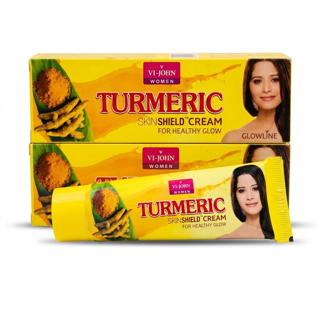 VI-JOHN Women Turmeric Skin Shield Cream - Ayurvedic Turmeric Skin Care Cream for Healthy Radiant Glow & Blemish-Free Spotless Fairness Skin (Glowline Pack)