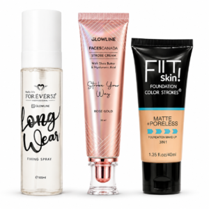 GLOWLINE 3-in-1 Face Makeup Base Kit – Includes Matte + Poreless Liquid Foundation (40ml)