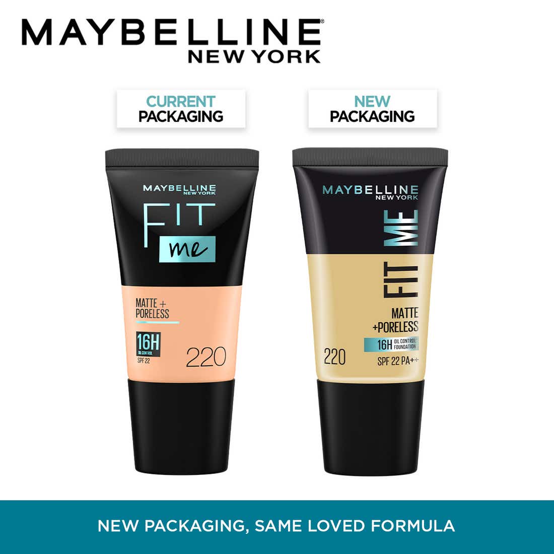 Maybelline New York Fit Me Matte + Poreless Liquid Foundation SPF 22 Tube - 220 Natural Beige (18 ml)