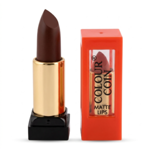 COLOUR COIN Matte Lips Lipstick – Long Lasting Matte Finish Bullet Lipstick for Women, Highly Pigmented Dark Brown Nude Lip Color, Orange Case, 3.5g
