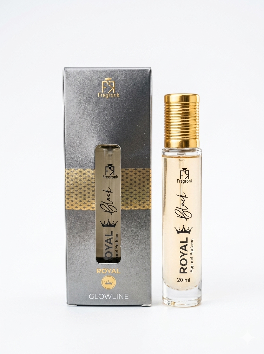 Fregronk Royal Black Apparel Perfume for Men & Women, 20ml Travel Size Long Lasting Intense Fragrance, Glowline Everyday Pocket Perfume Spray
