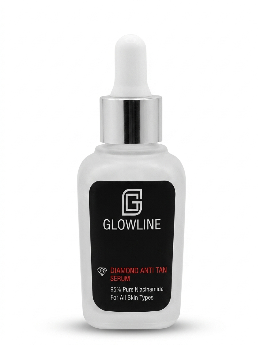 GLOWLINE Diamond Anti Tan Serum with Niacinamide - Face Serum for Skin Brightening, Tan Removal & Dark Spots, For All Skin Types, 30ml