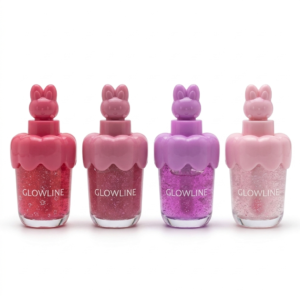Glowline – Kawaii Bunny Lip Gloss Set – Pack of 4 – Ultra Hydrating Glitter Gel Lip Shine Kit – Long-Lasting Smooth Mirror Finish Shimmer Lip Gloss for Girls