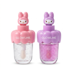 Glowline – Kawaii Bunny Lip Gloss Set – Ultra Hydrating Glitter Gel Lip Shine Kit – Long-Lasting Smooth Mirror Finish Shimmer Lip Gloss for Girls