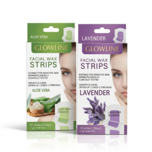 Glowline Facial Wax Strips for Sensitive Skin – Ready-to-Use Cold Wax Hair Removal Patch for Upper Lip – Cheek & Forehead