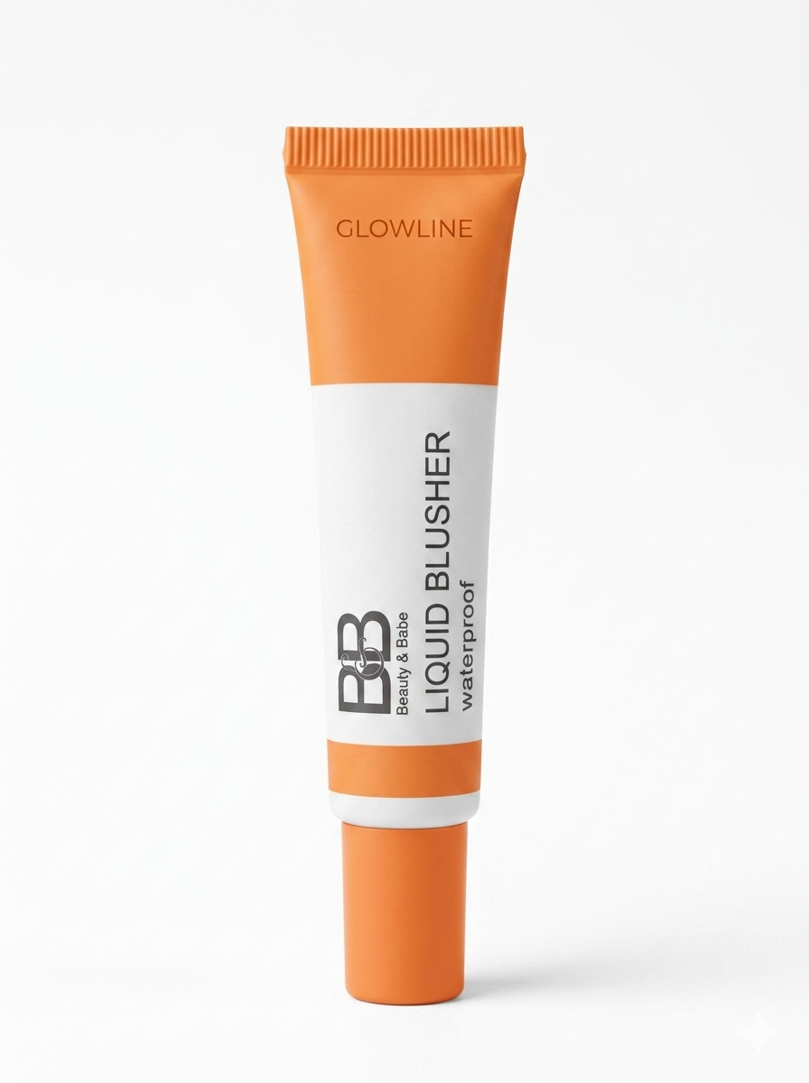 GLOWLINE Beauty & Babe Waterproof Liquid Blusher for Women, Tangerine Orange, Blendable Cream Blush for Cheeks, Lightweight Face Makeup for Natural Radiant Finish