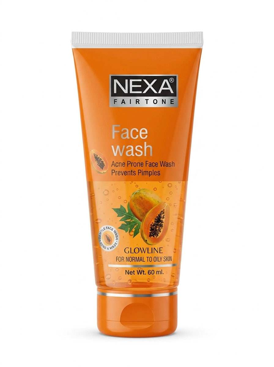 Fairtone Papaya Face Wash for Normal to Oily and Acne-Prone Skin, Daily Facial Cleanser for Pimples and Oil Control, Orange, 60 ml
