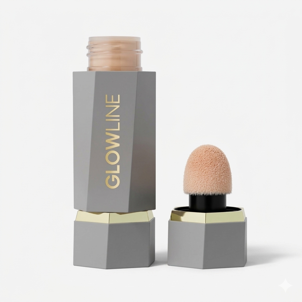 GLOWLINE Liquid Contour Stick with Cushion Applicator - Long-Lasting Cream Bronzer and Face Sculpting Makeup (Cool Toned Neutral)