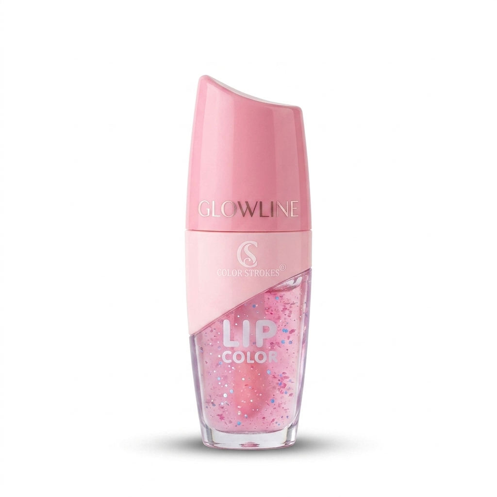 Glowline Color Strokes Glitter Lip Color - Shimmer Lip Gloss Oil - High Shine Long Lasting Deep Moisturizing Non-Sticky Sparkling Lip Tint for Women