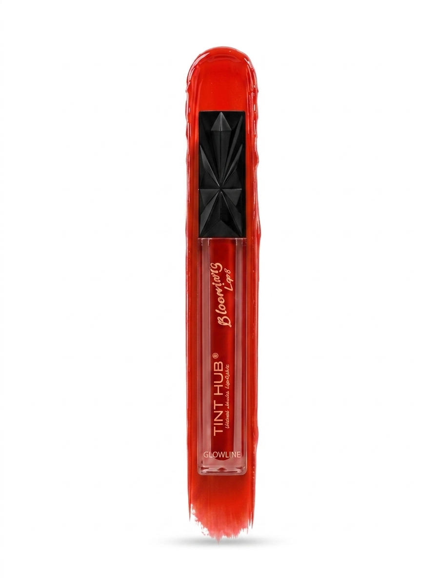 GLOWLINE TINT HUB Blooming Lips Liquid Matte Lipstick for Women - Long Lasting Waterproof & Smudge Proof Lip Color - Vibrant Orange Red Lip Tint - 6ml