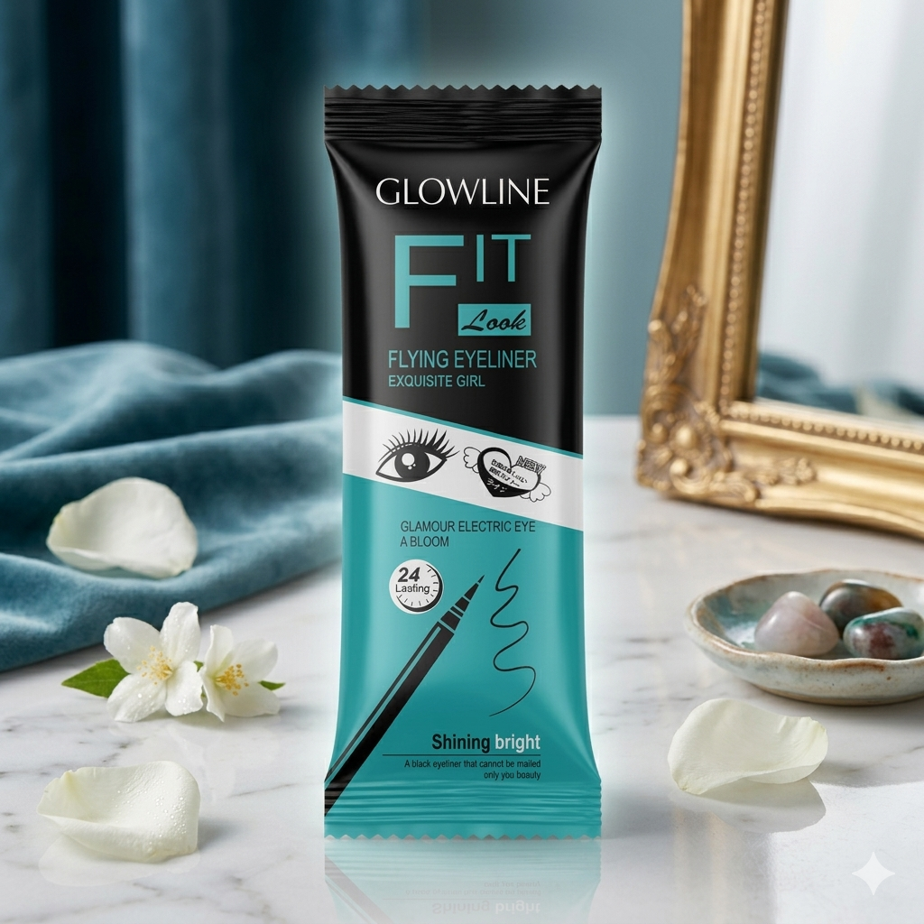 Glowline Fit Look - Flying Eyeliner Pen - Exquisite Girl Jet Black - Long Lasting Waterproof & Smudge-Proof - Shining Bright Glamour Electric Eye Liner