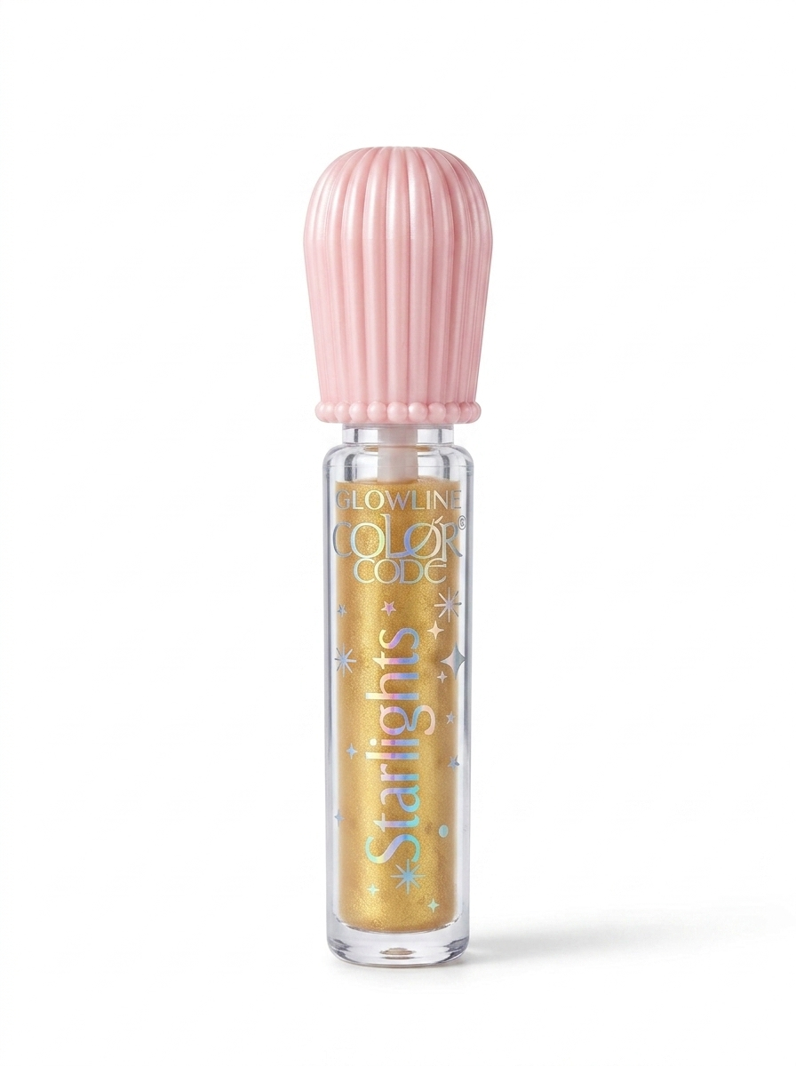 Glowline - Color Code Starlights Liquid Eyeshadow - Golden Glitter - Shimmering Metallic Eye Makeup Gloss - Waterproof Long Lasting Quick Dry Eye Shine Eyeshadow