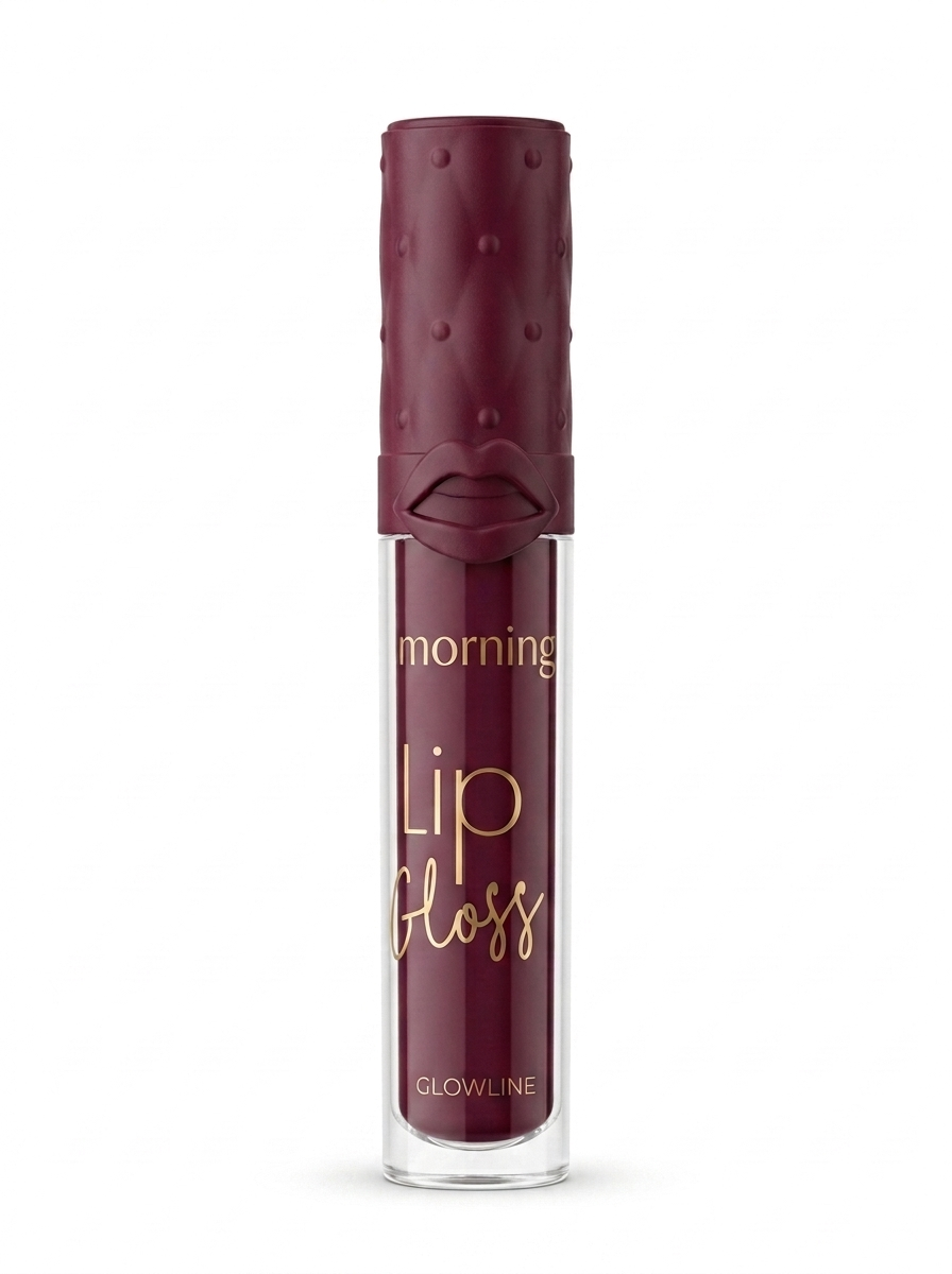 GLOWLINE Morning Tinted Lip Gloss, High Shine & Non-Sticky Liquid Lipgloss for Women and Girls, Long Lasting Hydrating Formula, Plum Wine Shade, 4ml
