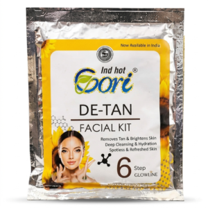 Ind hot Gori De-Tan 6 Step Facial Kit by GLOWLINE – Removes Tan & Brightens Skin, Deep Cleansing & Spotless Refreshed Skin Sachet, 1 Count